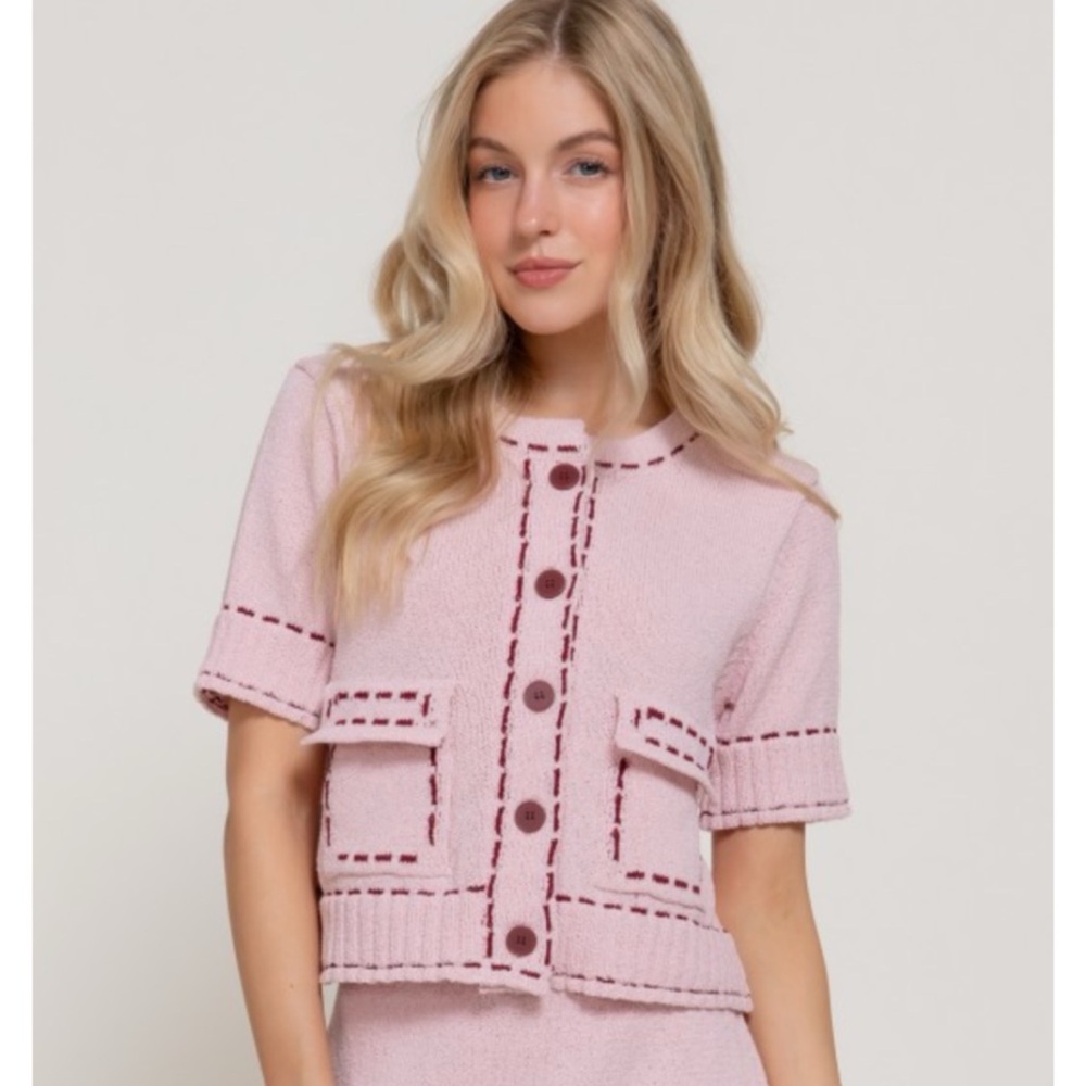 Pink Button-Up Women's Cardigan